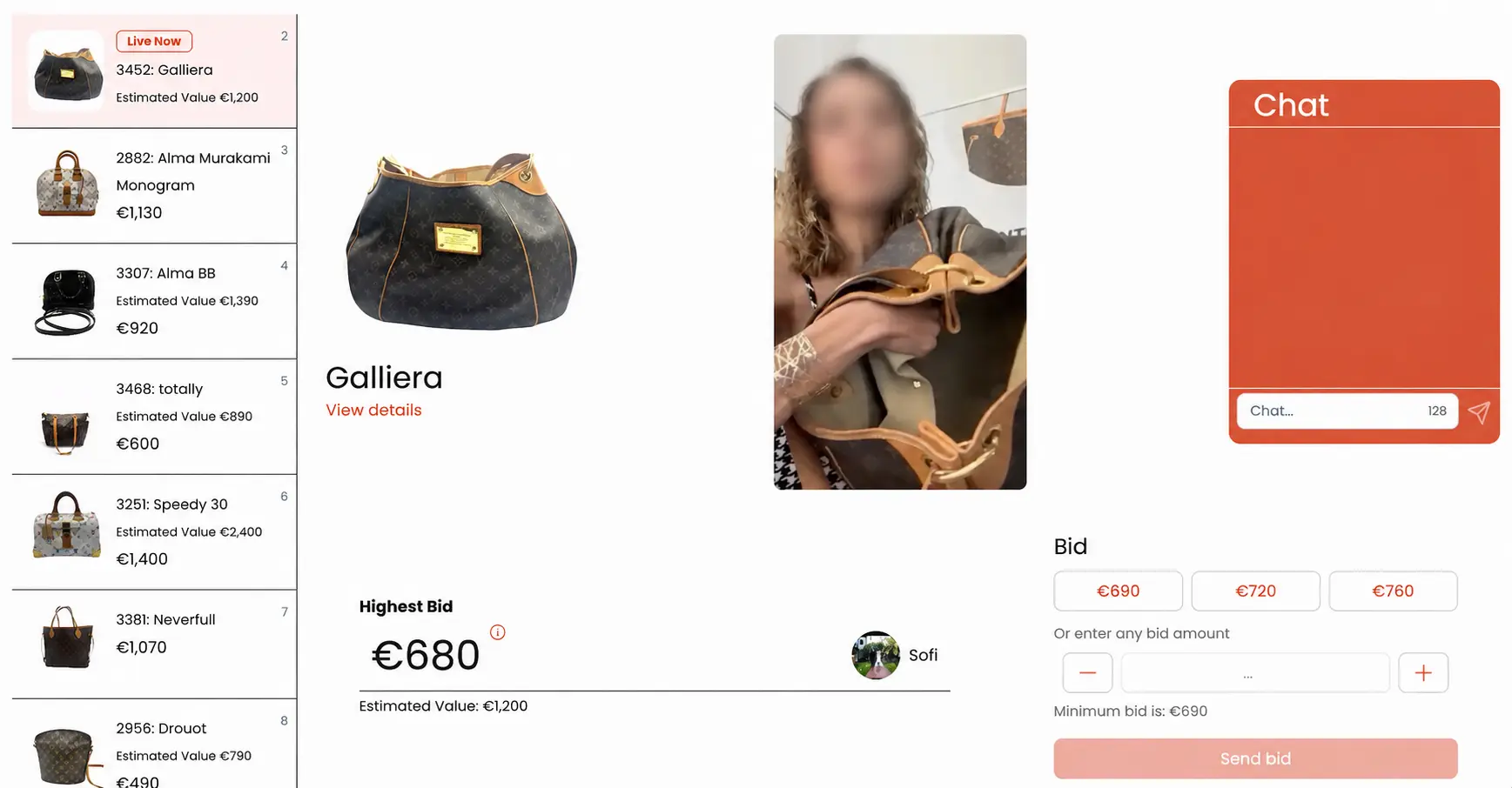 PopAuctioon live auction web interface